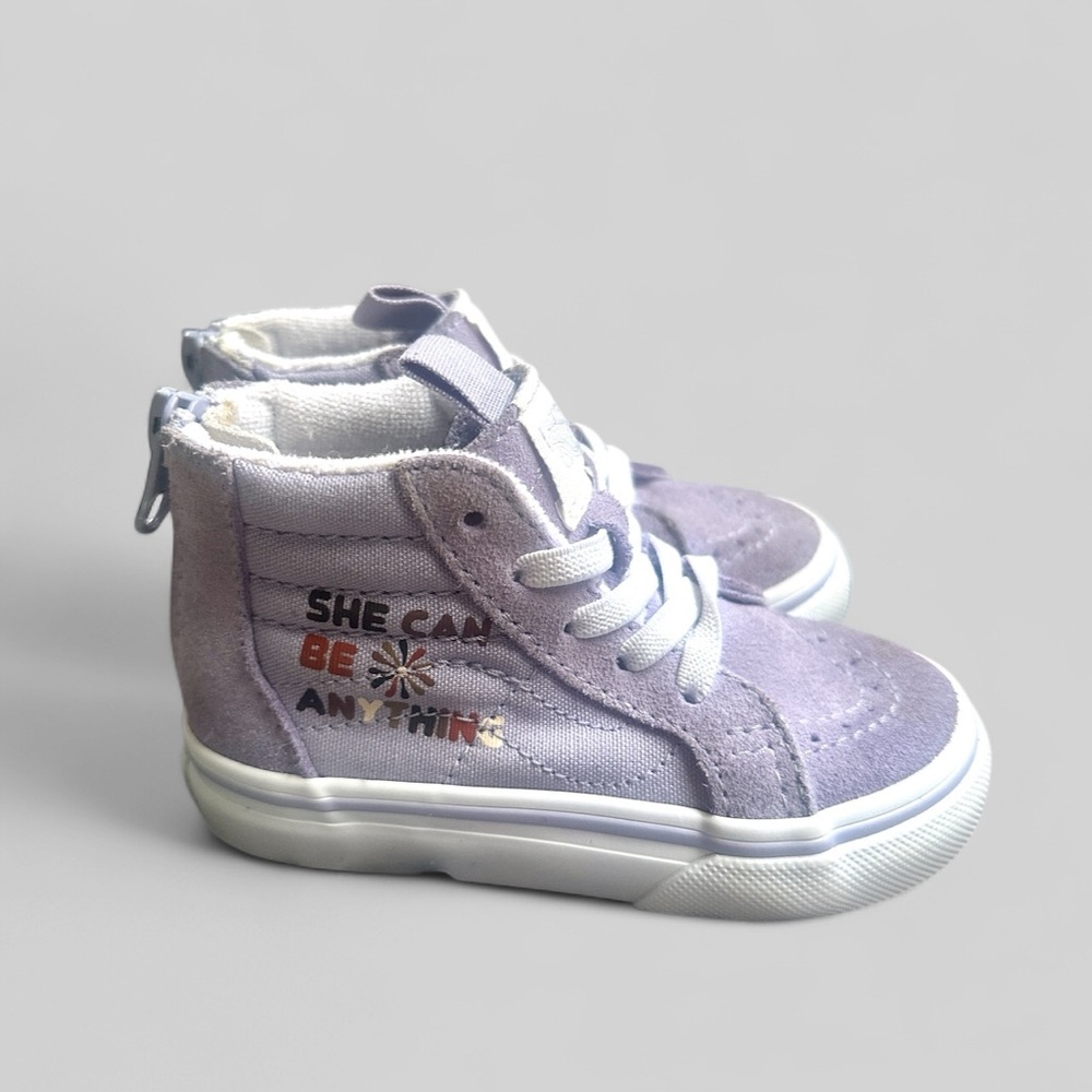 VANS High Top Zip Back ‘She Can Do Anything’ Toddler Girl Shoes 6 (6C)